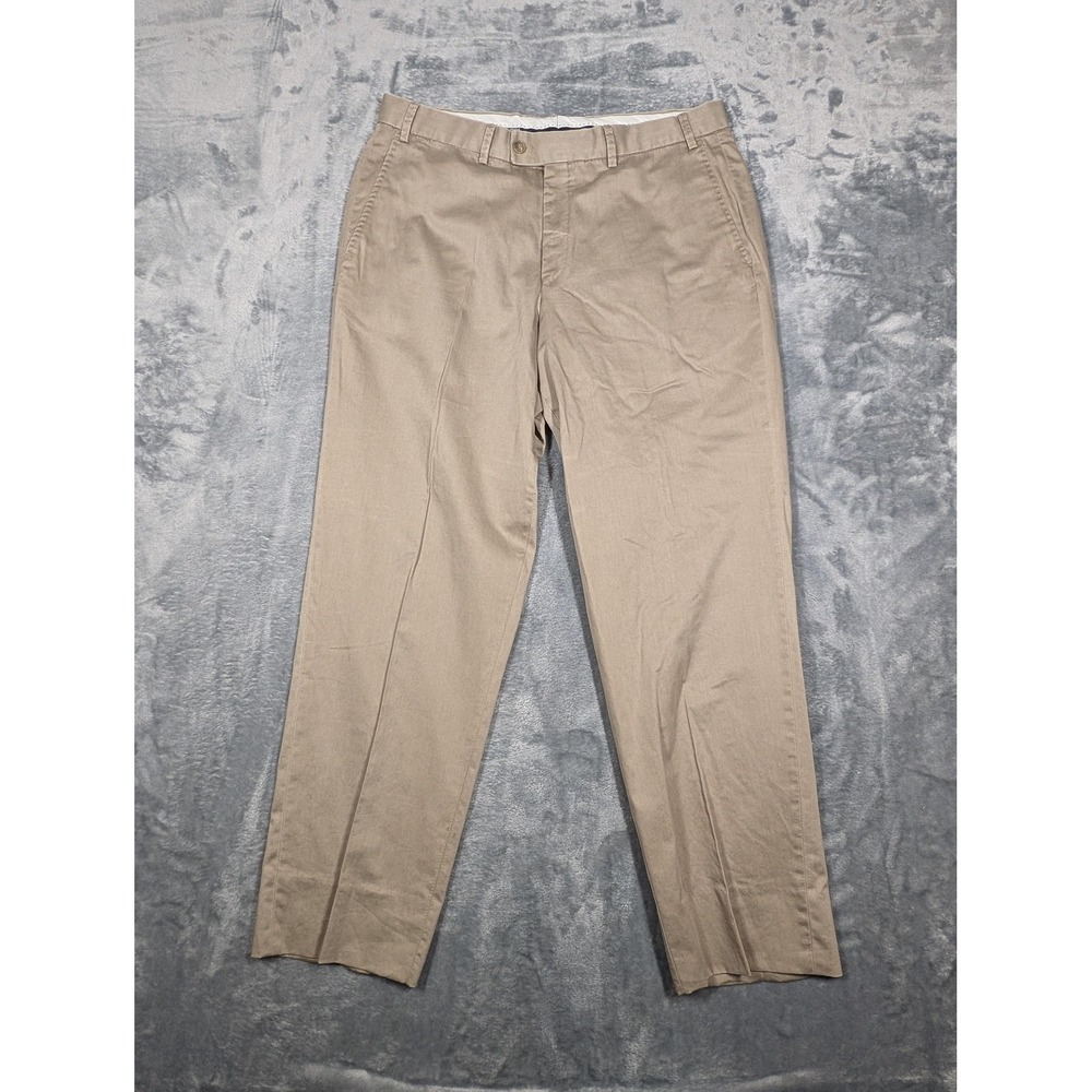 Hiltl Pants Mens 34x38 (34x29) Beige Khaki Dayne So Chino Dress Flat Front